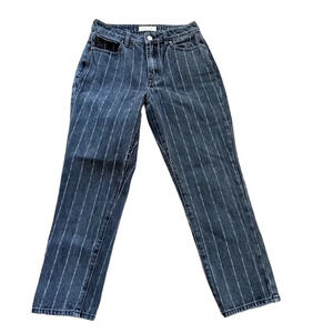 Pacsun Salem Stripe Dark Grey/ Black High Rise Straight Leg Mom Jean Sz 26 GUC